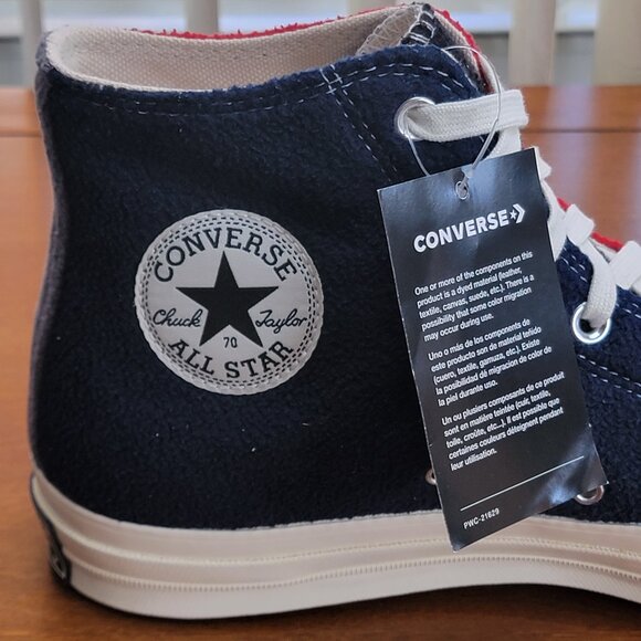 Converse Men's Chuck 70 Hi Upcycle Fleece 172267C Red/Blue/Black Size 10 - Picture 8 of 11